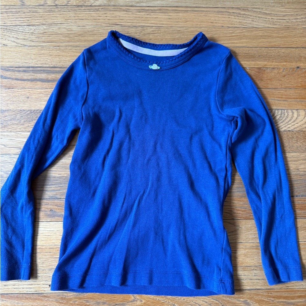 Mini Boden Navy Blue Rosebud Long Sleeve Tee